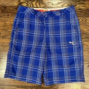 Puma Men's Sz‎ 30 Golf Shorts Mens Plaid Blue